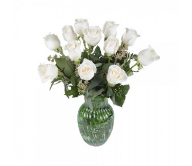 The 12 white roses arrangement